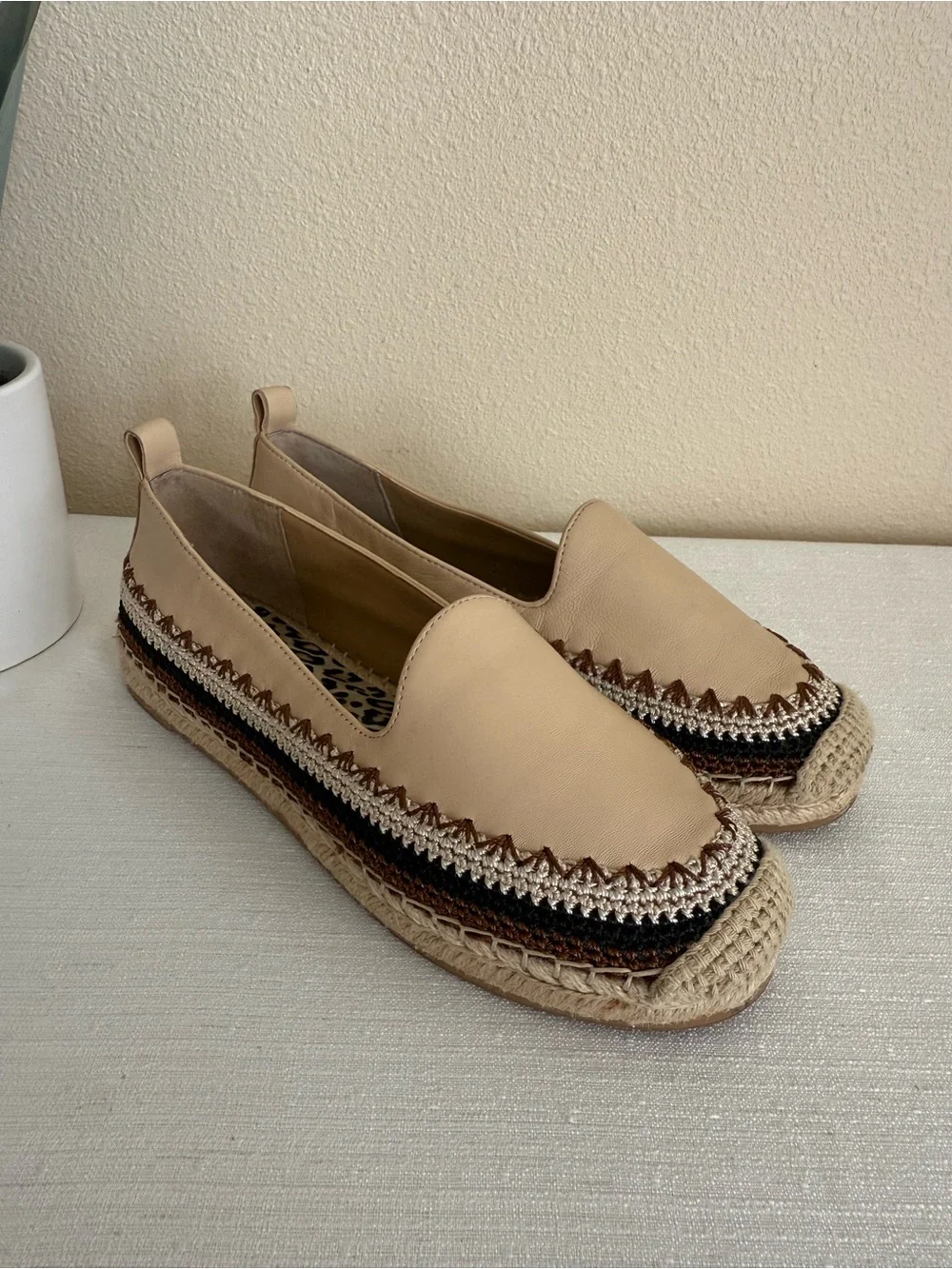 New ChicoBeige Leather Espadrille Slip-On Loafer - Women
